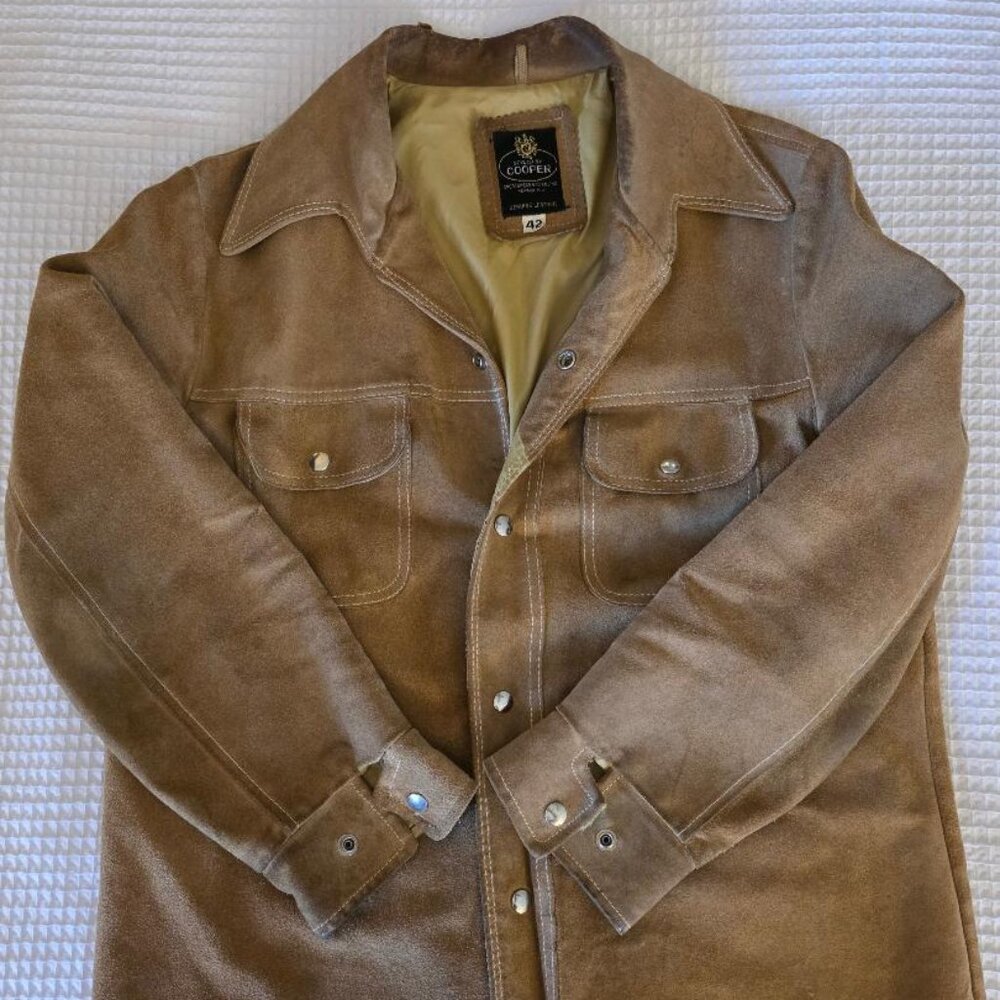Tan Suede Snap-Front Jacket - Men